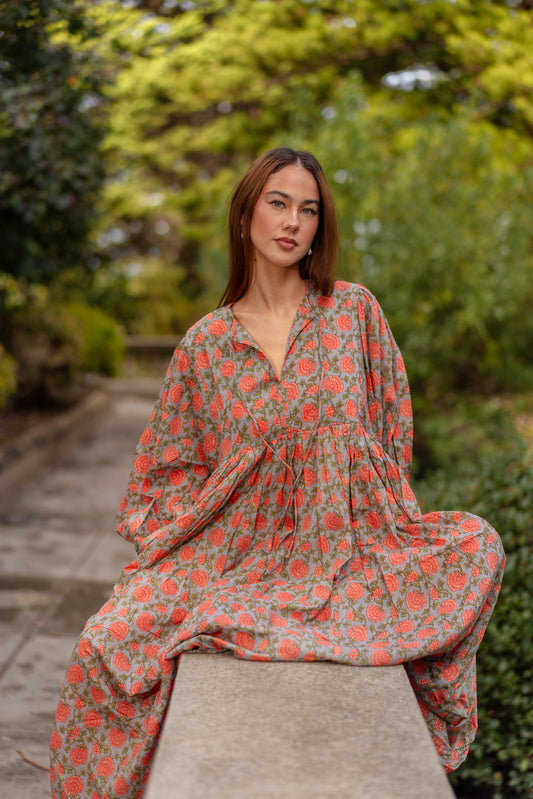 Mohini Midi Dress - Coral Goddess