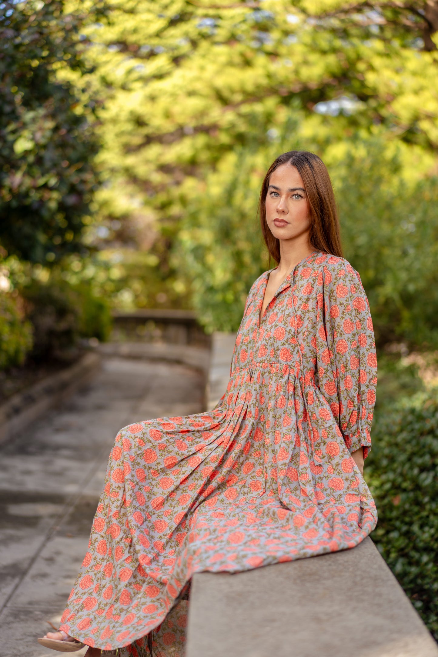 Mohini Midi Dress - Coral Goddess