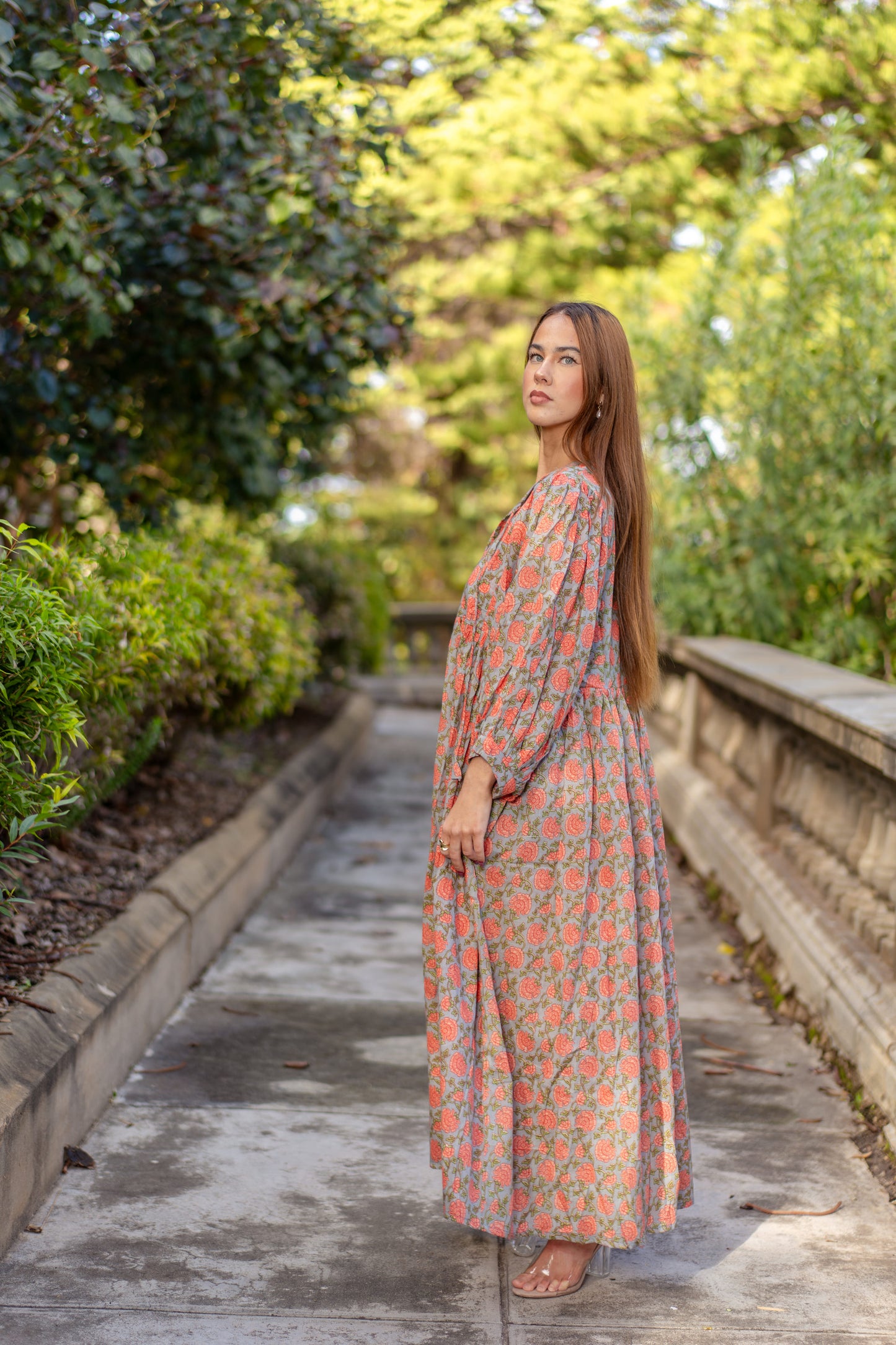 Mohini Midi Dress - Coral Goddess