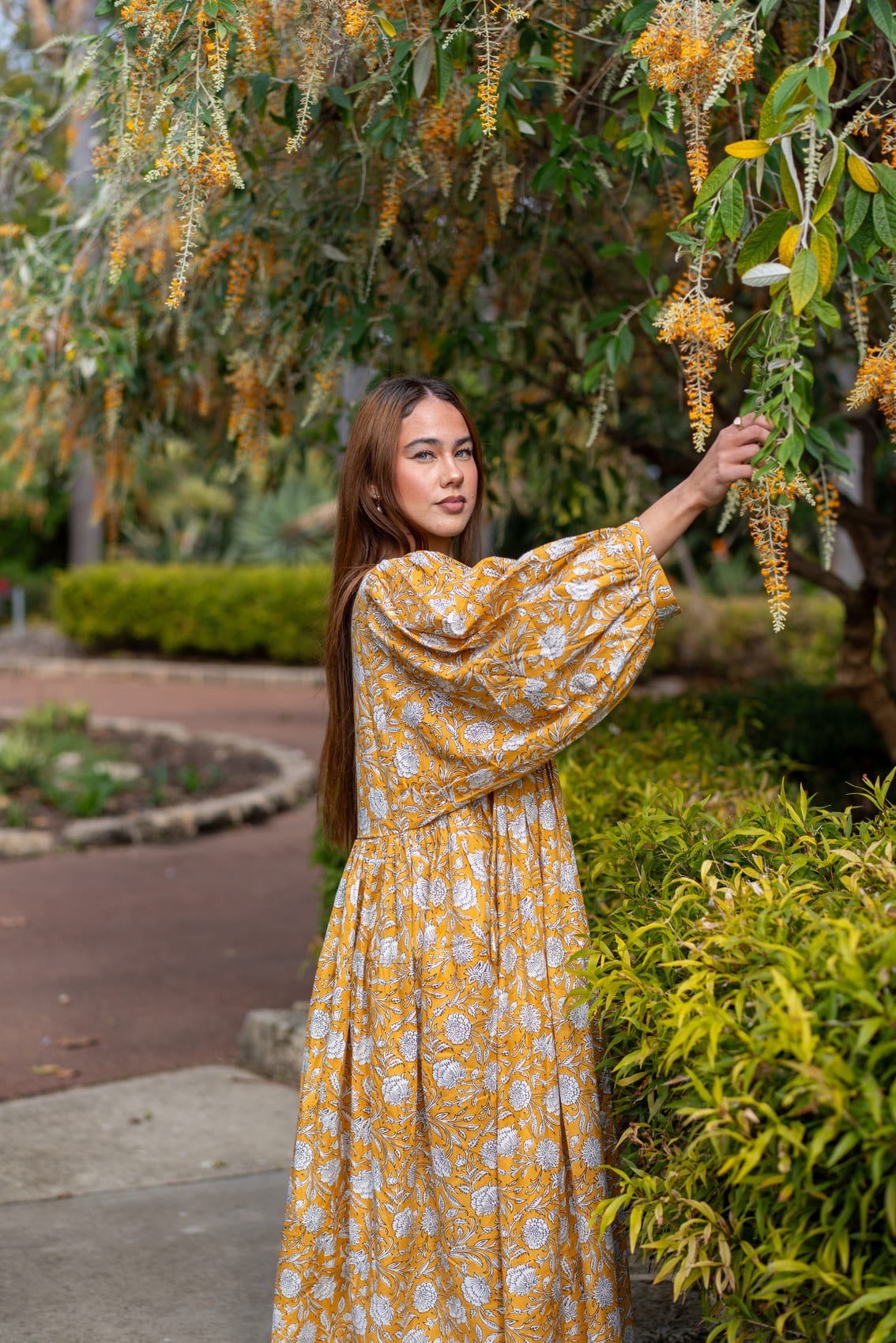 Mohini Midi Dress - Marigold Allure