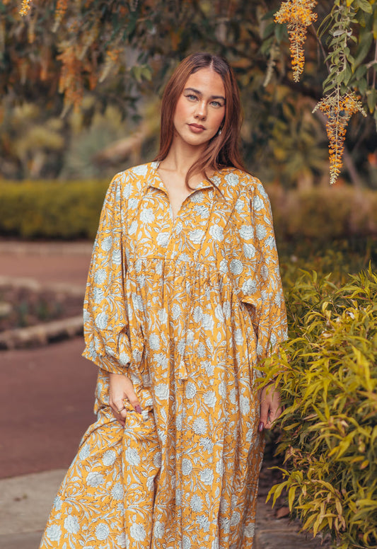 Mohini Midi Dress - Marigold Allure