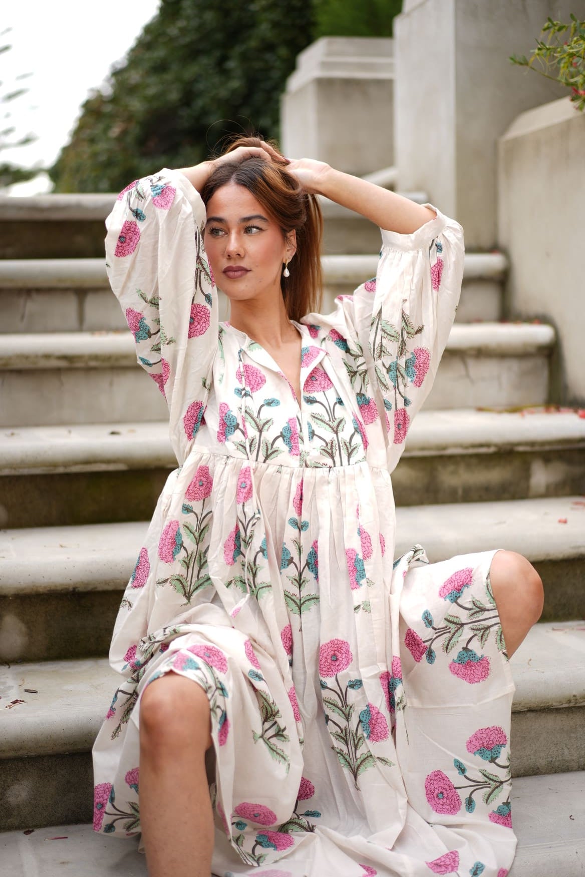 Mohini Midi Dress - Petal Whisper