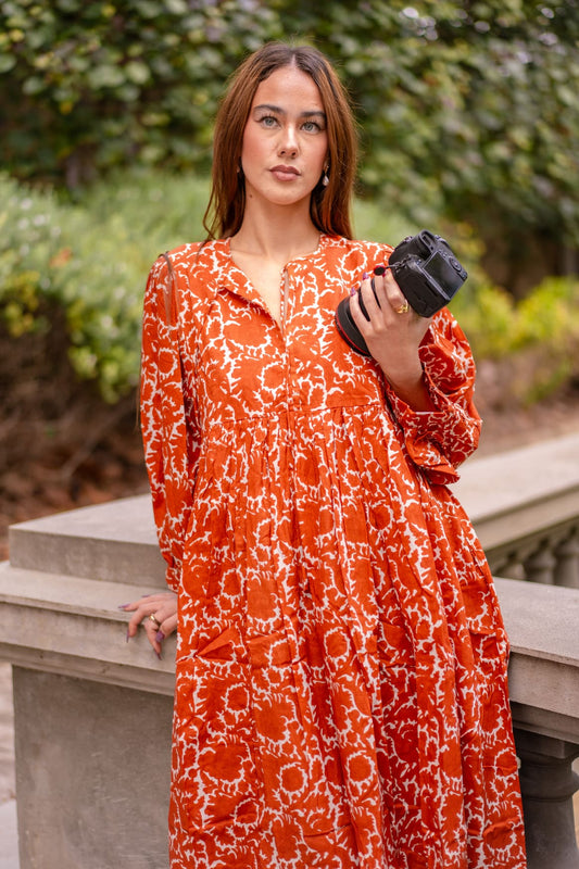 Mohini Midi Dress - Autumn Glow