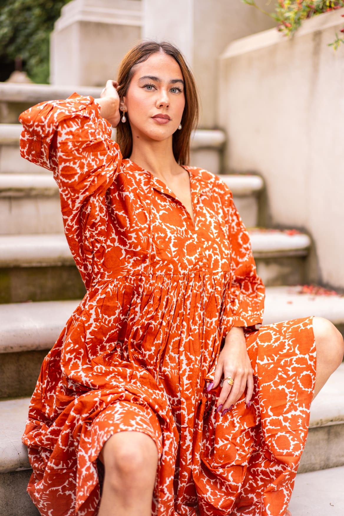 Mohini Midi Dress - Autumn Glow