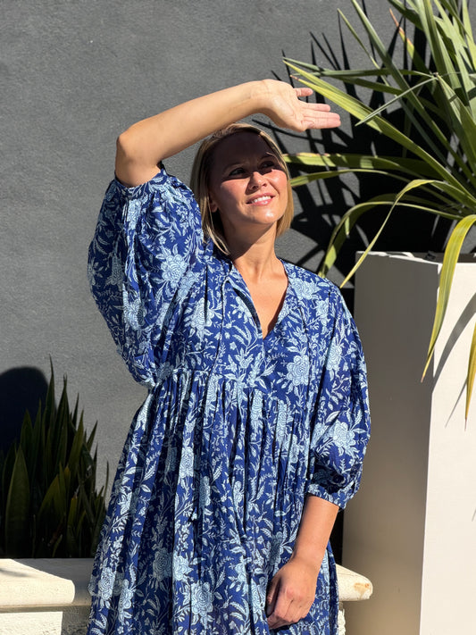 Mohini Midi Dress - Indigo Dream