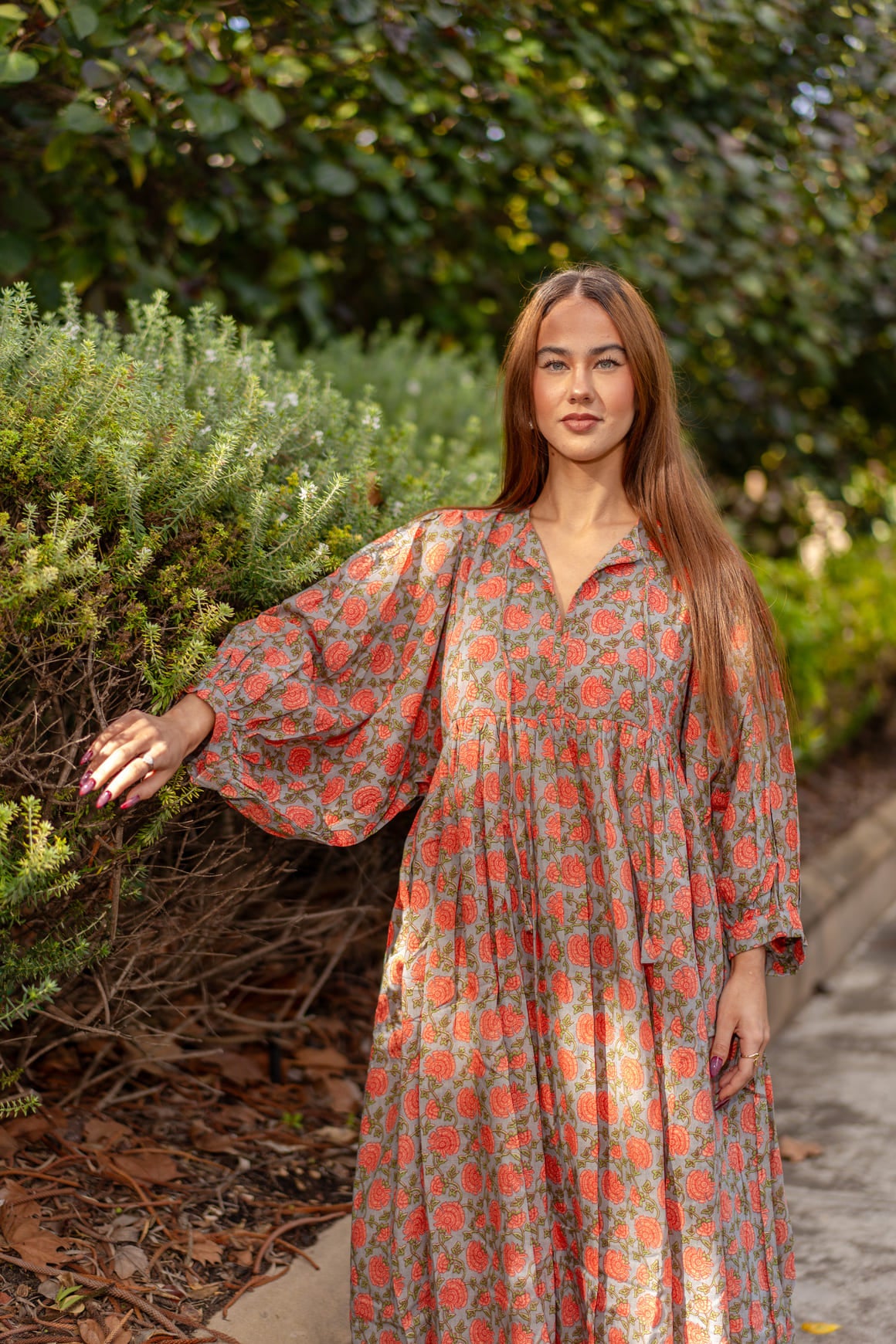 Mohini Midi Dress - Coral Goddess