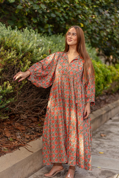 Mohini Midi Dress - Coral Goddess