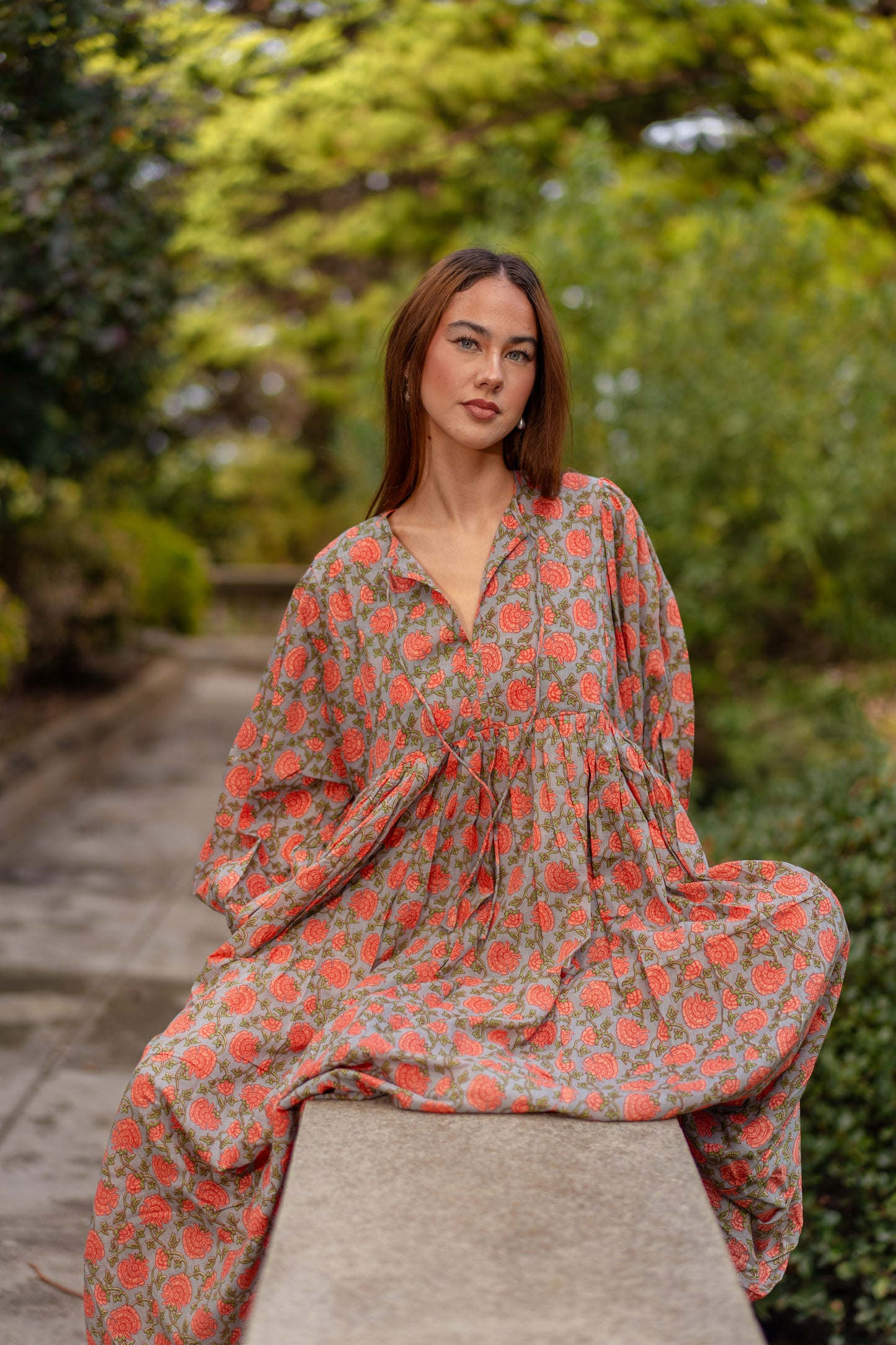 Mohini Midi Dress - Coral Goddess