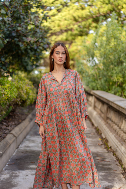 Mohini Midi Dress - Coral Goddess