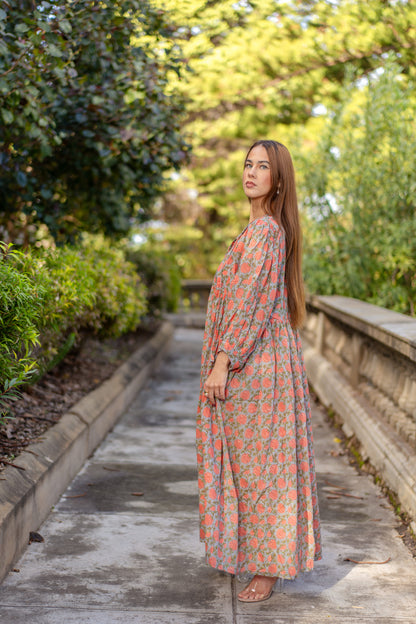 Mohini Midi Dress - Coral Goddess