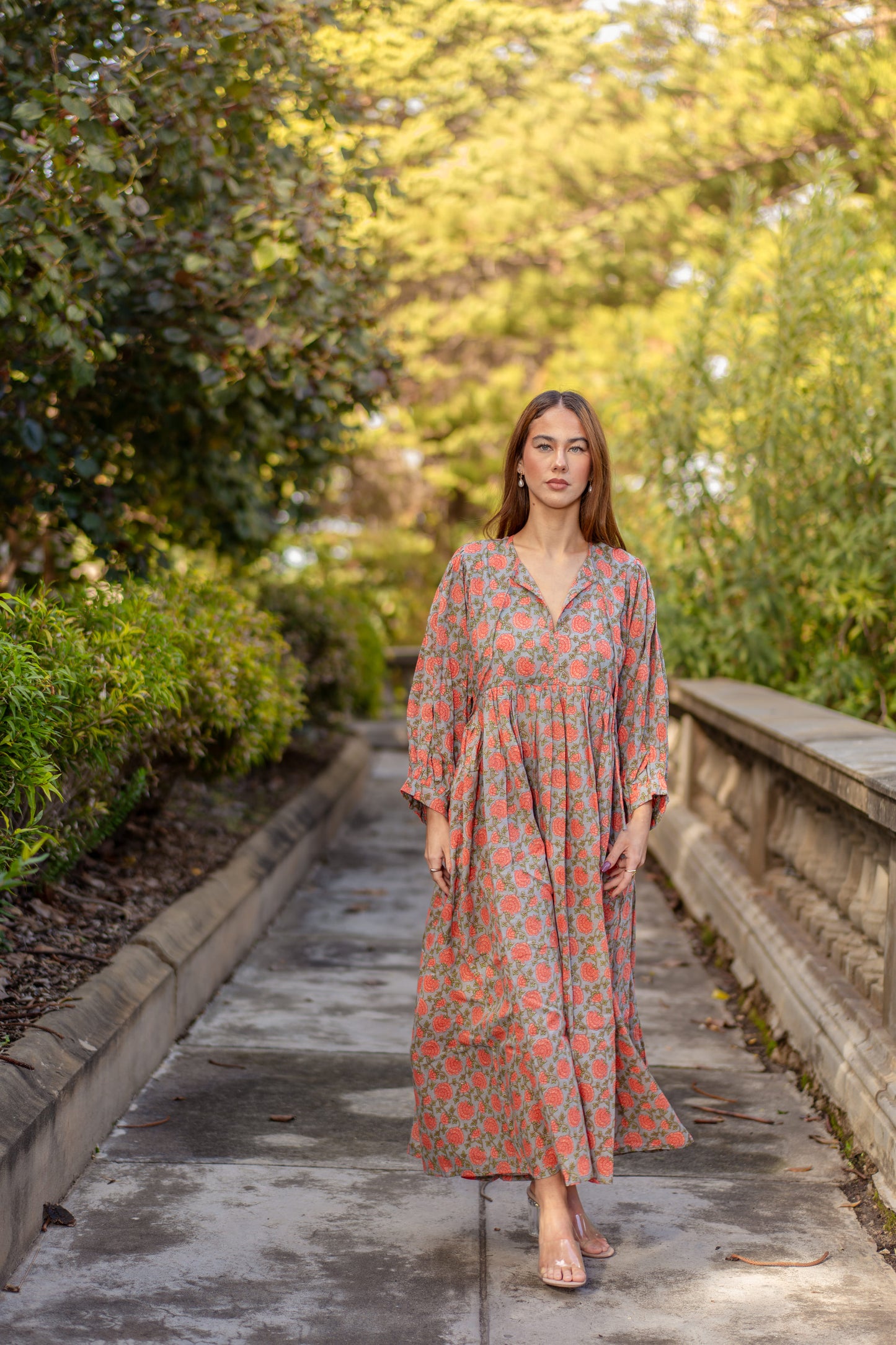 Mohini Midi Dress - Coral Goddess