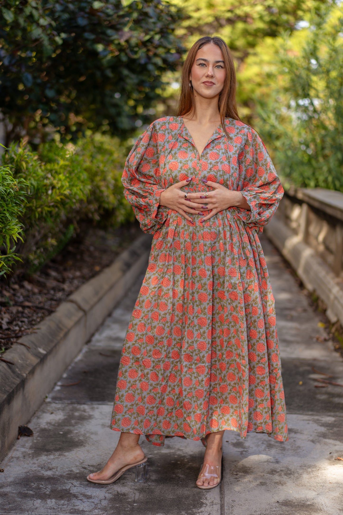 Mohini Midi Dress - Coral Goddess