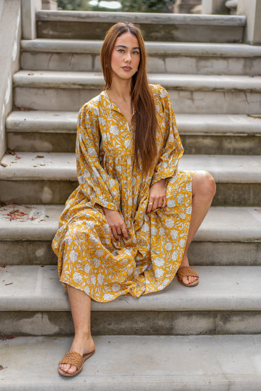 Mohini Midi Dress - Marigold Allure