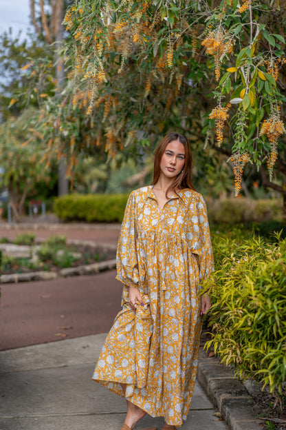 Mohini Midi Dress - Marigold Allure