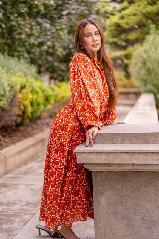 Mohini Midi Dress - Autumn Glow