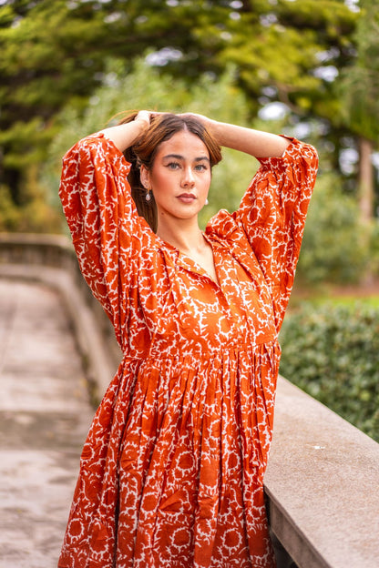 Mohini Midi Dress - Autumn Glow