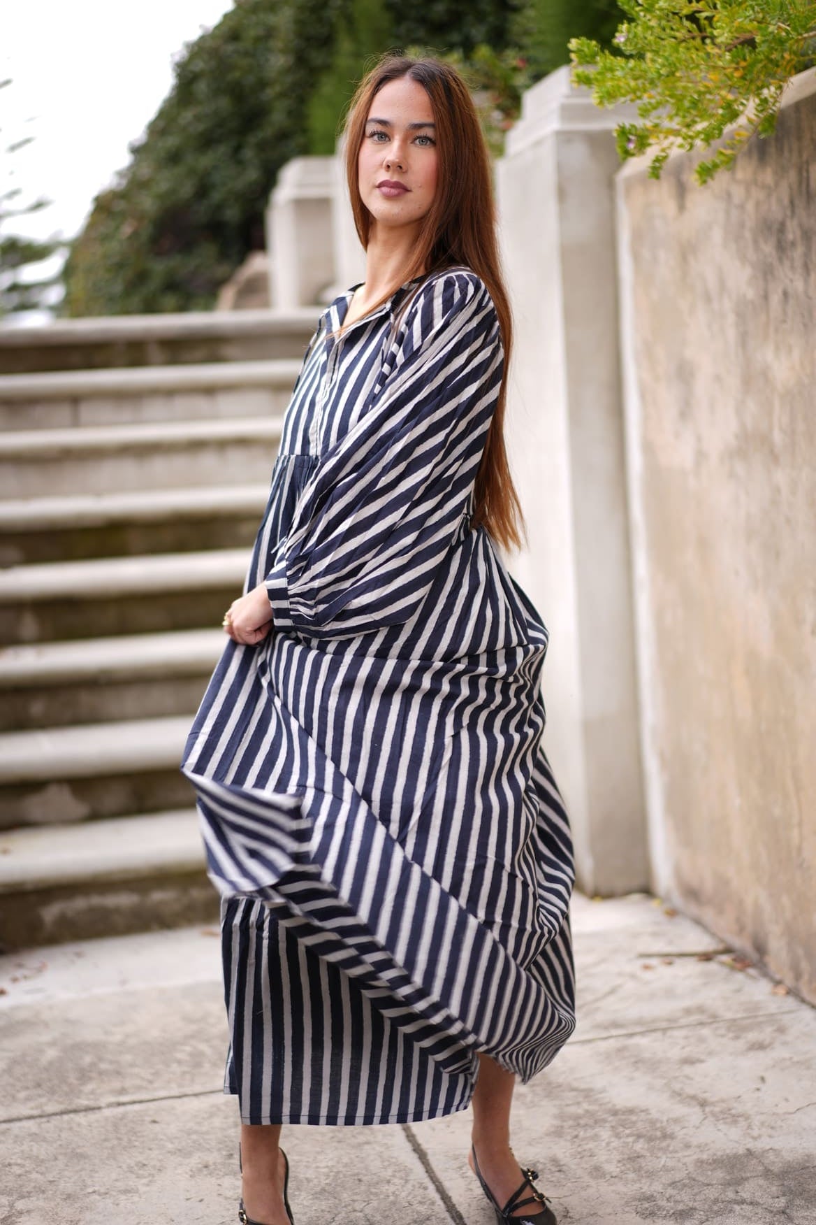 Mohini Midi Dress - Midnight Stripes