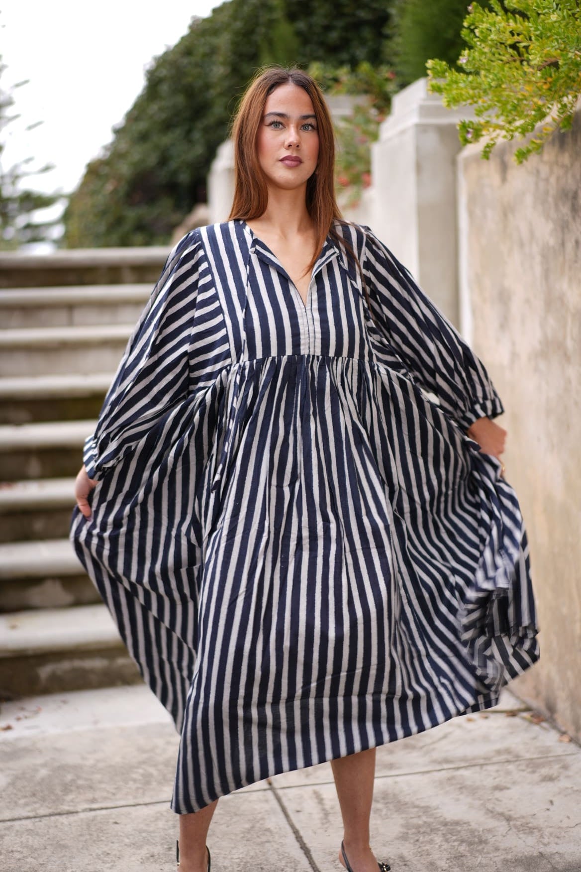 Mohini Midi Dress - Midnight Stripes