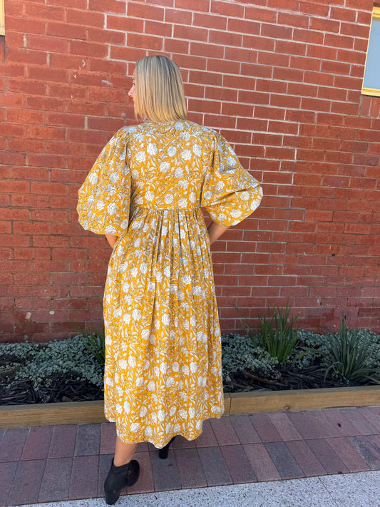 Mohini Midi Dress - Marigold Allure