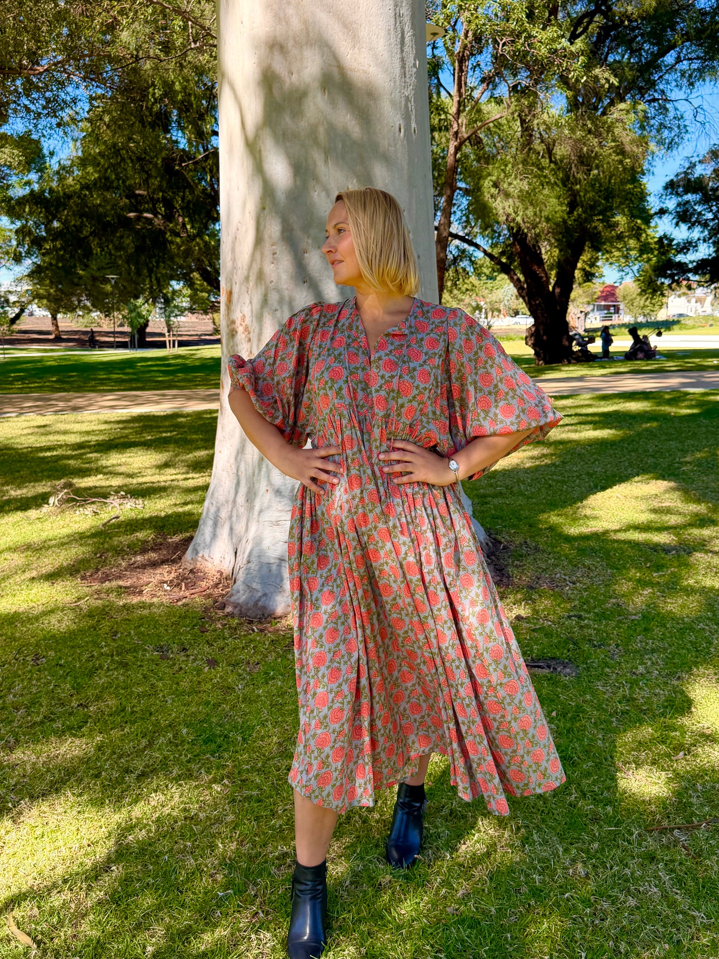 Mohini Midi Dress - Coral Goddess