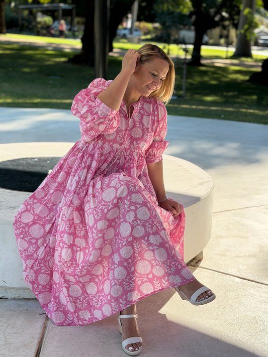 Mohini Midi Dress - Rosy Blush