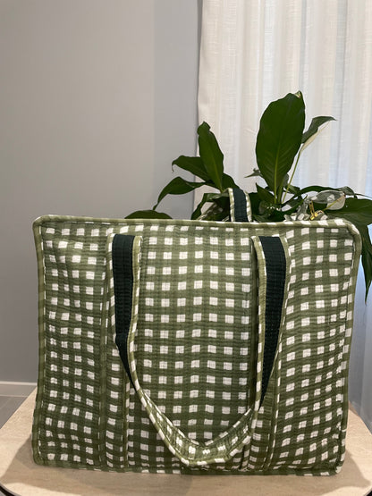 Tote Bag - Green Check Seed