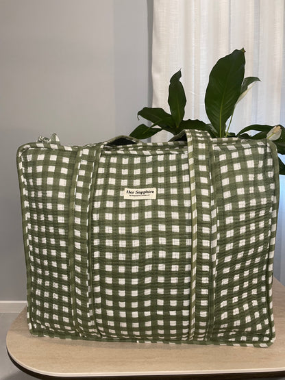 Tote Bag - Green Check Seed