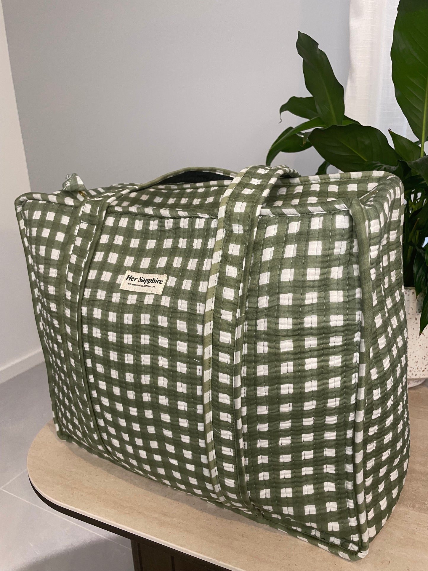 Tote Bag - Green Check Seed