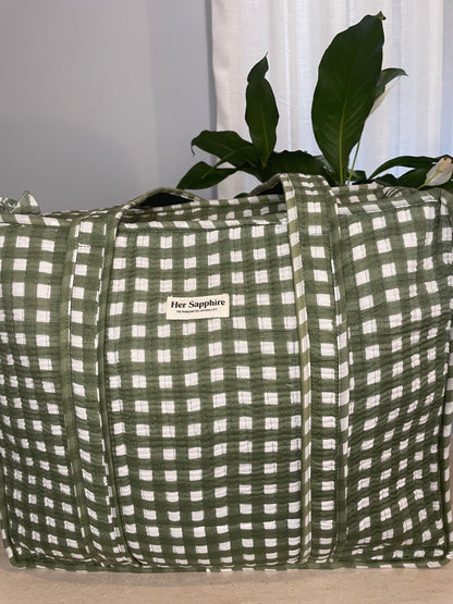 Tote Bag - Green Check Seed