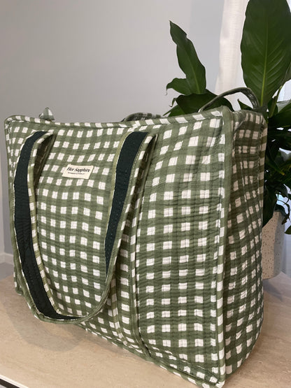 Tote Bag - Green Check Seed